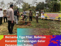 Bersama Tiga Pilar, Babinsa Koramil 14/Panongan Melaksanakan Kegiatan Penanaman Pohon.