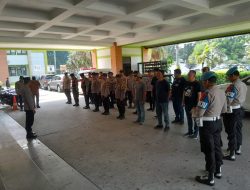 Anggota Sat Reskrim dan Satfung Polresta Tangerang Mengikuti Apel Pengamanan Aksi Demonstrasi di Kantor DLHK Kabupaten Tangerang   