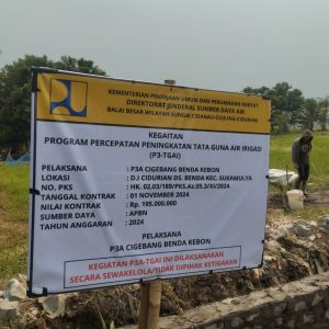 Temuan Kejanggalan Dalam Program Percepatan Peningkatan Tata Guna Air Irigasi di Desa Benda   