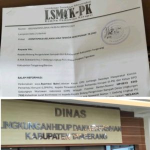 Dugaan Mark Up Realisasi Gaji Tenaga Kebersihan DLH Kabupaten Tangerang Mencuat