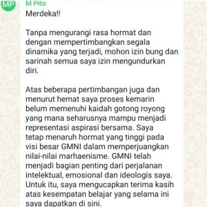 Sekretaris GMNI Komisariat STKIP PGRI Pacitan Mengundurkan Diri, Akui Kesalahan dalam Proses Konfercab IV