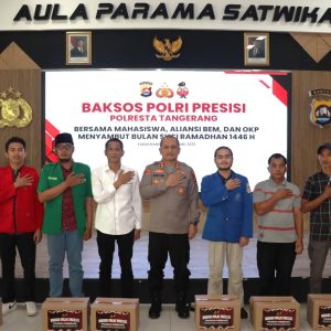 Sambut Bulan Suci Ramadhan dan Tingkatkan Sinergitas, Polresta Tangerang Gandeng Aliansi Mahasiswa, OKP dan Masyarakat Gelar Bakti Sosial Polri Presisi
