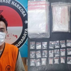 Polisi Kejar Dalang Utama Berinisial AN, HTH Ditangkap Satresnarkoba Polrestabes Surabaya dan Barang Bukti 23 Paket Sabu Siap Edar