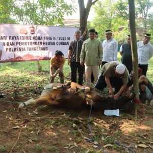 Polresta Tangerang Melaksanakan Pemotongan Hewan Kurban, Sebagai Bentuk Ketakwaan dan Kepedulian Sosial