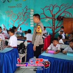 Bhabinkamtibmas Desa Gentung Pantau Giat MBG Di SDN 11/22 Gentung