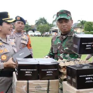 Dandim 0429/Lamtim Letkol Inf Danang Setiaji, S.I.P menghadiri kegiatan apel gelar kesiapan tanggap bencana hidrometeorologi di Polres Lampung Timur