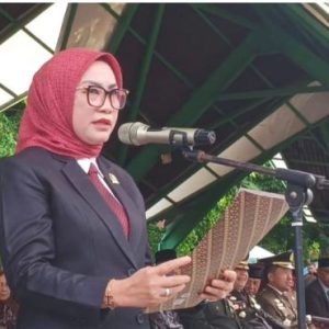 Ketua DPRD Kota Metro beri sambutan saat upacara hari pahlawan,