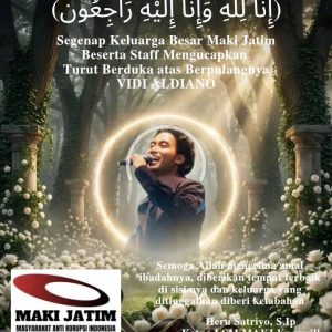 LSM MAKI Jatim Turut Berduka, Heru Satrio Doakan Almarhum Vidi Aldiano Husnul Khotimah