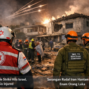 Langit memerah oleh rudal—serangan Iran kembali menghantam Israel, enam orang terluka.