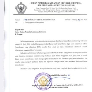 BPK RI Lampung Respon Cepat Laporan IPLI, Pengaduan APBD Kota Metro Masuk Tahap Pemeriksaan