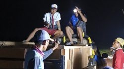 Penampakan Anak SD, Saat Kerja Malam Hari di TMMD 128 Gresik