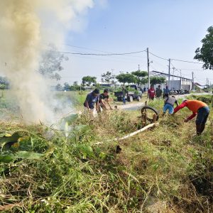 Satgas TMMD dan Karang Taruna Percantik Dusun Slempit