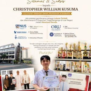 Prestasi Membanggakan! Christopher William Kusuma Ukir Sejarah di SMAK Frateran Surabaya dengan Tembus 5 Kampus Internasional