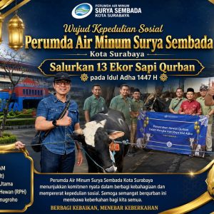 Wujud Kepedulian Sosial, Perumda Air Minum Surya Sembada Kota Surabaya Salurkan 13 Ekor Sapi Qurban pada Idul Adha 1447 H