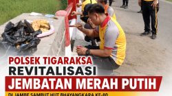 Polsek Tigaraksa Revitalisasi Jembatan Merah Putih di Jambe Sambut HUT Bhayangkara ke-80