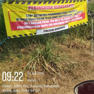 Polda Jatim Dalami Laporan Dugaan Aktivitas Sedotan Pasir di Kunjang Kediri, Publik Harapkan Penegakan Hukum Transparan dan Berkeadilan