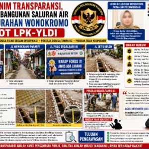 Diduga Minim Transparansi, Proyek Pembangunan Saluran Air Dana Kelurahan Wonokromo Disorot LPK-YLDI