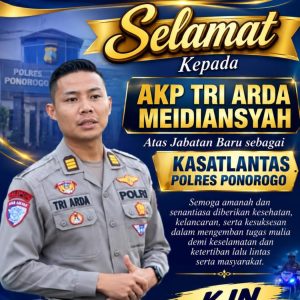 KJN Ucapkan Selamat kepada AKP Tri Arda Meidiansyah atas Jabatan Baru sebagai Kasatlantas Polres Ponorogo