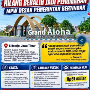 TKD Desa Wage Diduga Hilang, MPW Desak Audit dan Kepastian Hukum atas Lahan 17.000 Meter Persegi