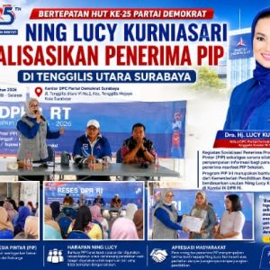 Bertepatan HUT ke-25 Partai Demokrat, Ning Lucy Kurniasari Sosialisasikan Penerima PIP di Tenggilis Utara Surabaya