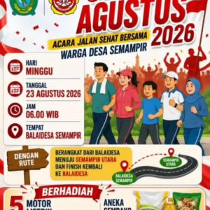 Minggu Pagi, Pemdes Semampir dan Warga Semampir Sidoarjo Siap Meriahkan Jalan Sehat Akbar Berhadiah 5 Motor Listrik